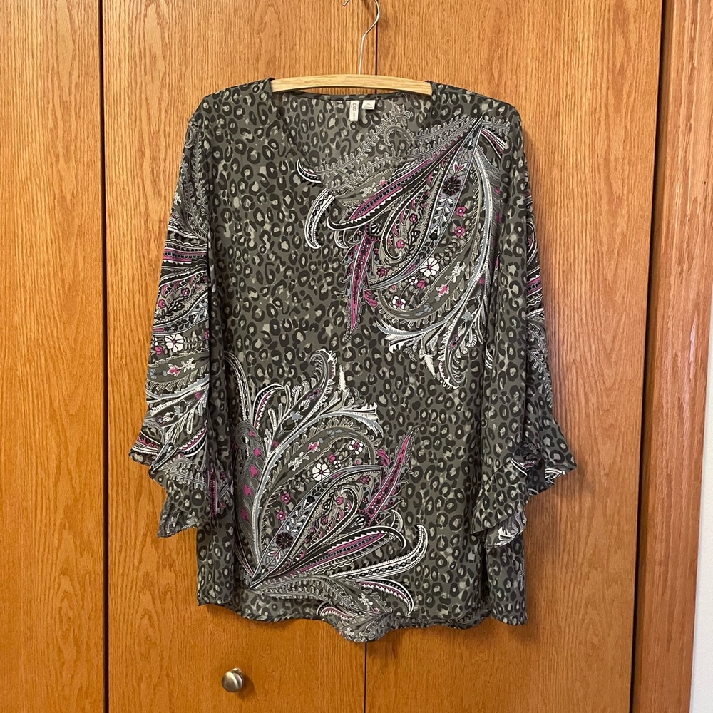 Cato purple and grey paisley blouse